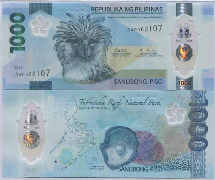 Philippines 1000 Pesos 2022 P New Polymer Eagle UNC