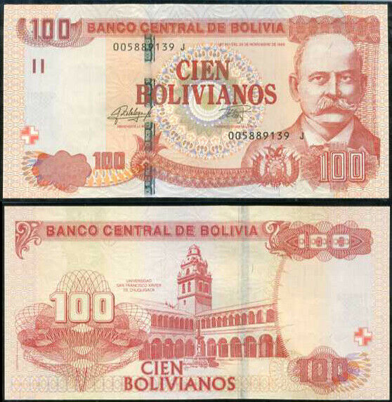 Bolivia 100 Bolivianos 1986/2015 SERIES J P 246 UNC