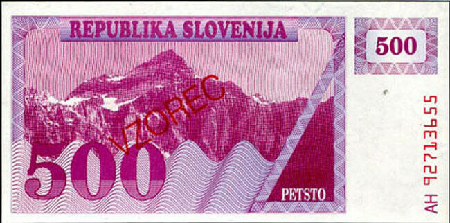 SLOVENIA 500 TOLARJEV 1990 P 8 SPECIMEN UNC