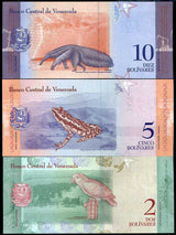 Venezuela Set 3 PCS 2 5 10 BOLIVARES 2018 P 101 102 103 UNC