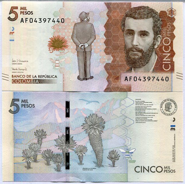Colombia 5000 Pesos 2018 P 459 UNC