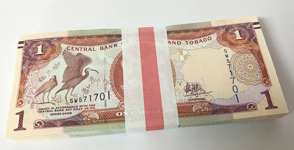 Trinidad & Tobago 1 Dollar 2006/2017 P 46 Ab UNC Lot 100 Pcs 1 Bundle