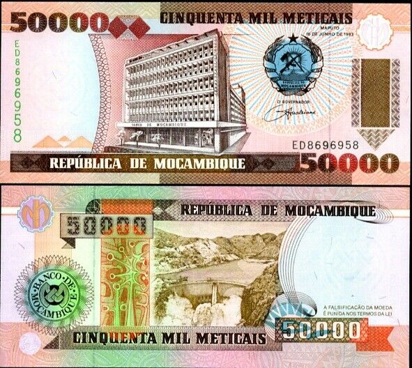 Mozambique 50000 Meticais 1993 P 138 UNC