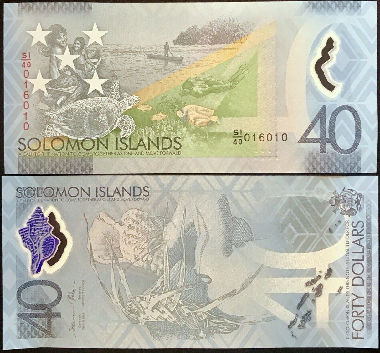 Solomon Islands 40 Dollars ND 2018 Polymer COMM. P 37 TDLR UNC