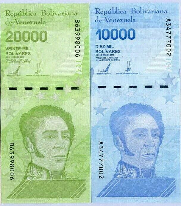 Venezuela SET 2 UNC 10000 20000 BOLIVARES 2019 / 2020 P 109 110