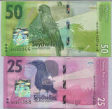 Seychelles SET 2 PCS 25 50 Rupees ND 2016 P 48 49 UNC