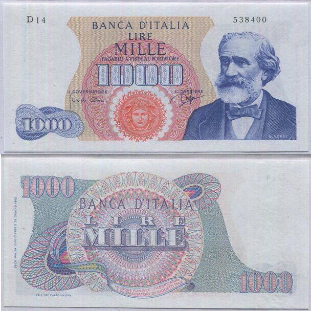 Italy 1000 lire 1962 P 96 UNC