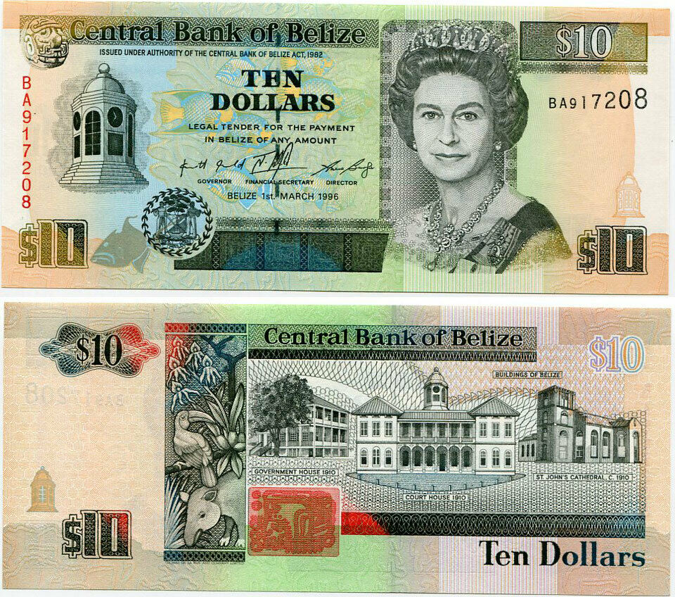 BELIZE 10 DOLLARS 1996 P 59 UNC
