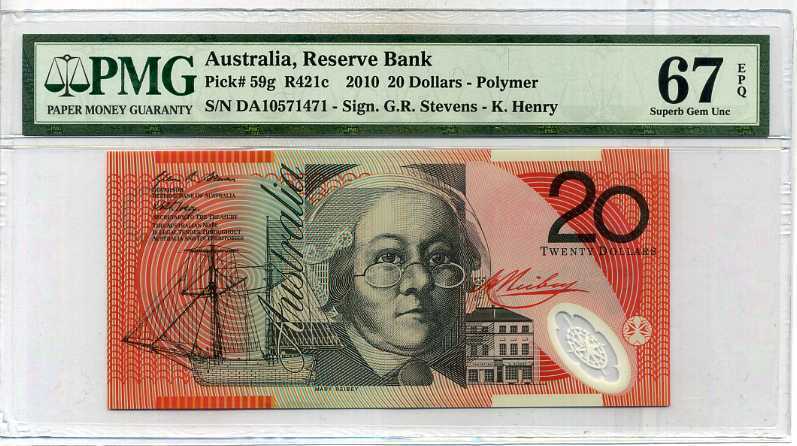 Australia 20 Dollars ND 2010 P 59 Polymer Superb Gem UNC PMG 67 EPQ