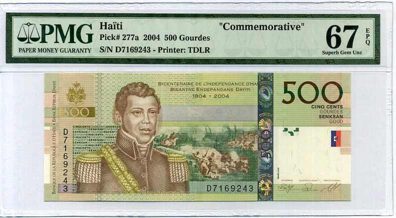 Haiti 500 Gourde 2004 P 277 A Superb Gem UNC PMG 67 EPQ High