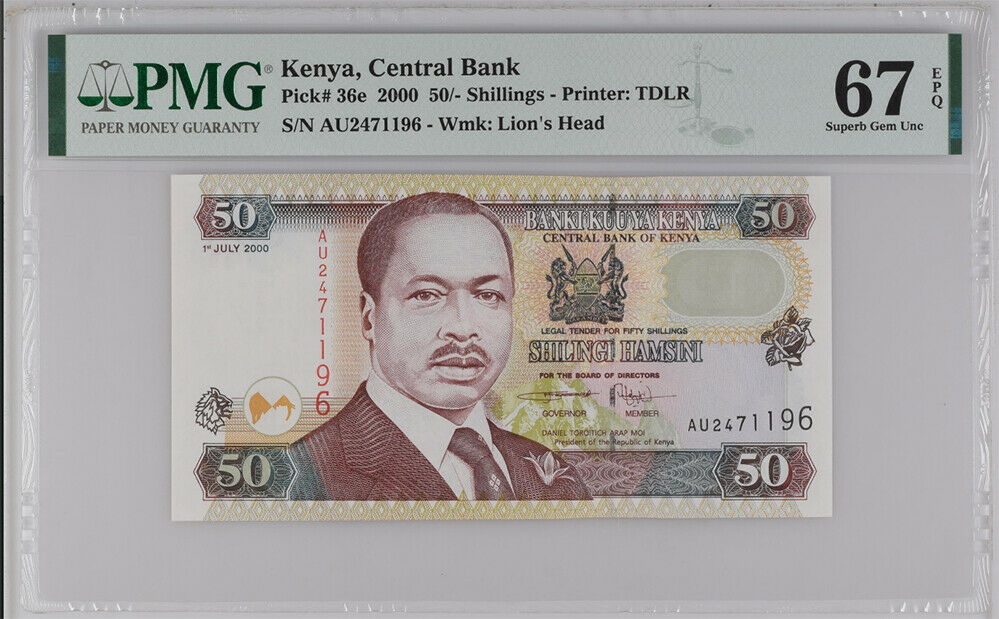 Kenya 50 Shillings 2000 P 36 e Superb Gem UNC PMG 67 EPQ