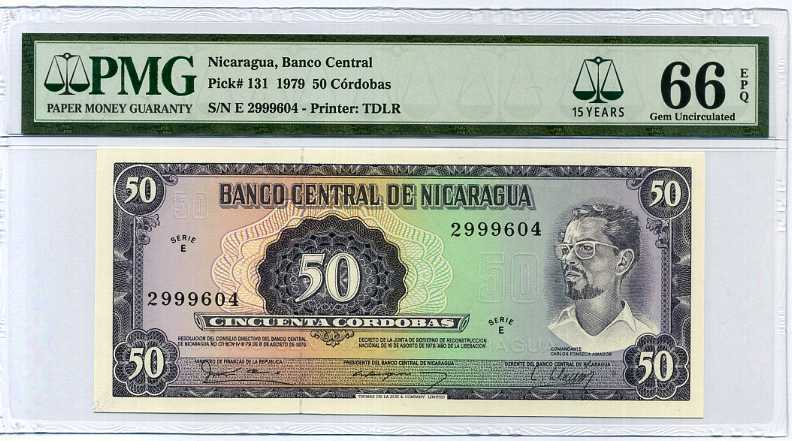 Nicaragua 50 Cordobas ND 1979 P 131 Gem UNC PMG 66 EPQ