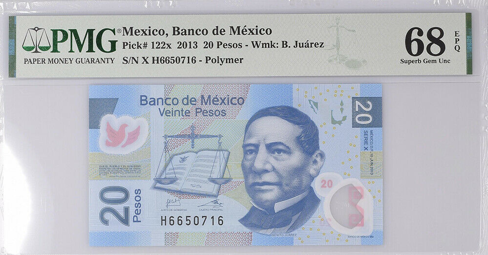 Mexico 20 Pesos 2013 P 122 X Superb Gem UNC PMG 68 EPQ TOP