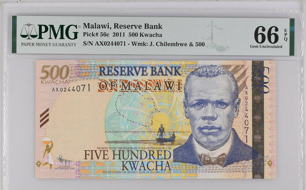 Malawi 500 Kwacha 2011 P 56 c GEM UNC PMG 66 EPQ Top