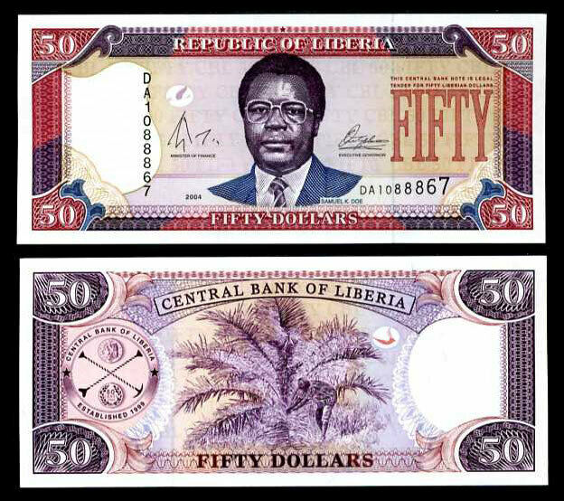 LIBERIA 50 DOLLARS 2004 P 29 b UNC