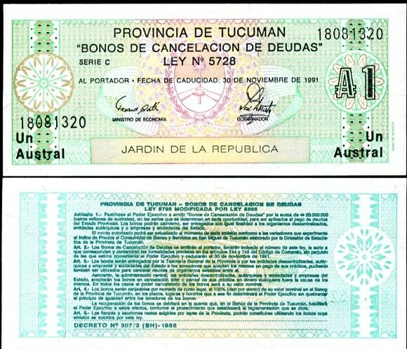 ARGENTINA 1 AUSTRAL 1991 P S2711 UNC