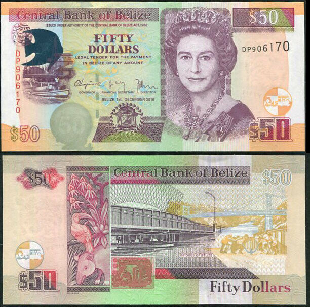 Belize 50 Dollars 2016 P 70 f UNC