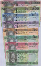 South Sudan Set 6 Pcs 1 5 10 25 50 100 500 1000 POUNDS Random date UNC