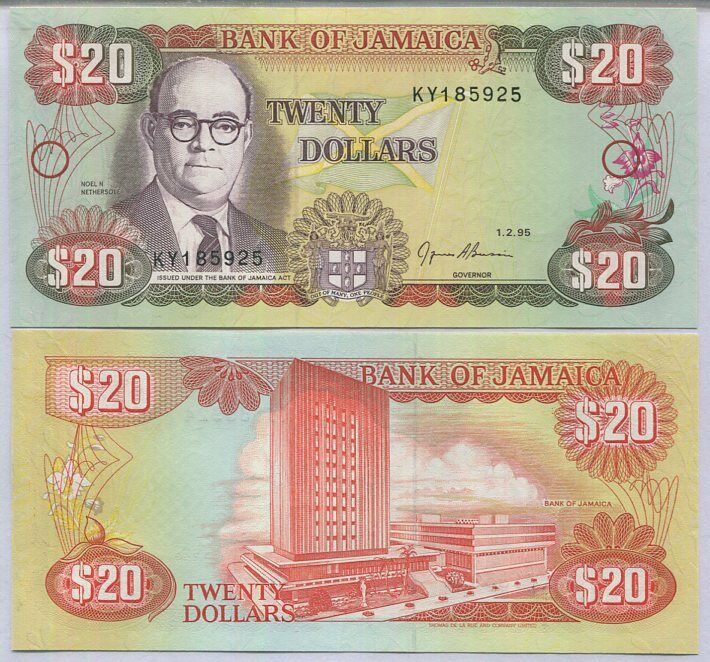 Jamaica 20 DOLLARS 1995 P 72 e UNC