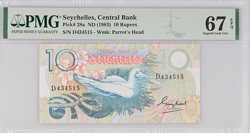 Seychelles 10 Rupees ND 1983 P 28 SUPERB GEM UNC PMG 67 EPQ